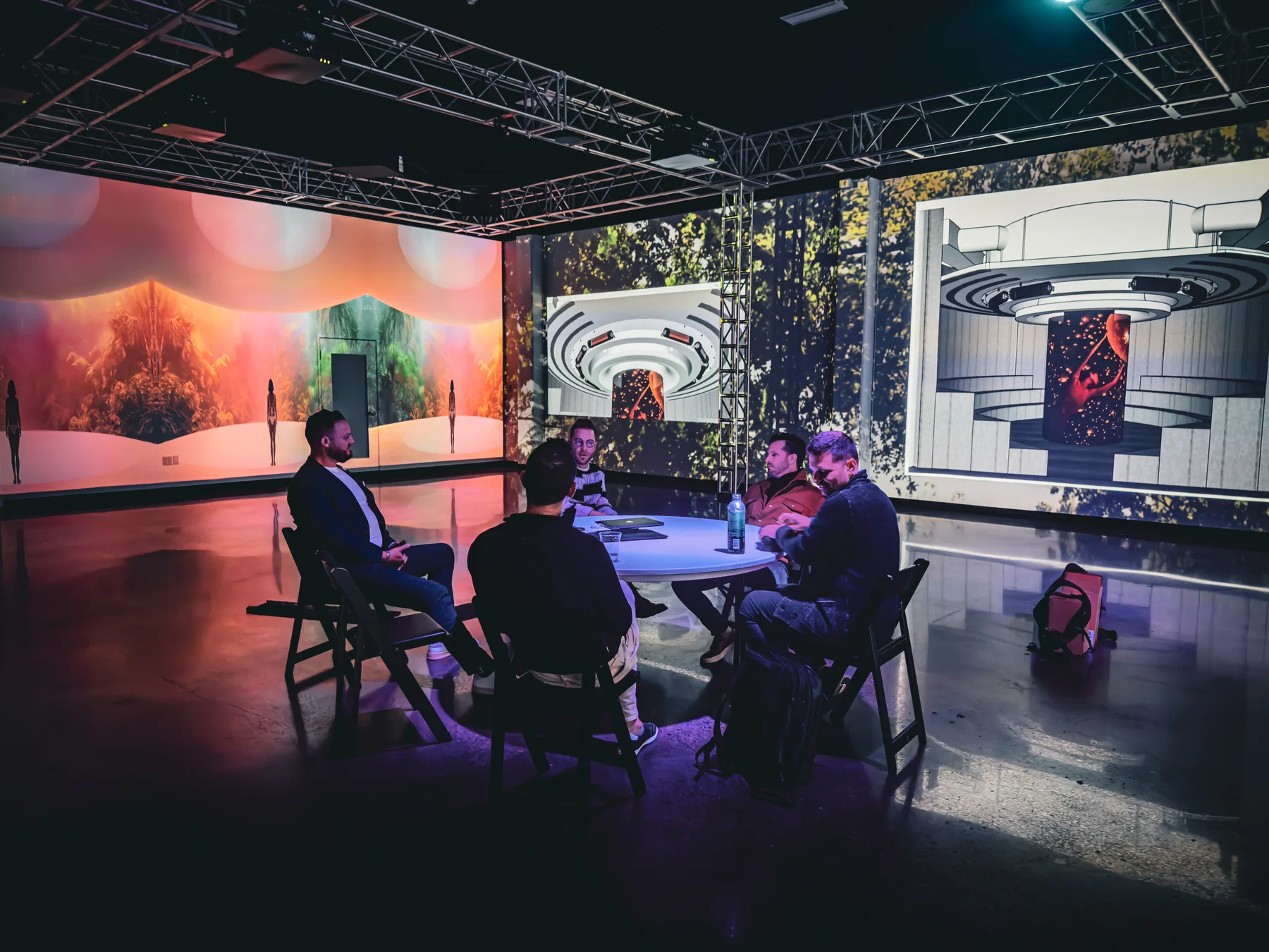 Projection-mapped automotive presentation room at Porsche Studio Portland
