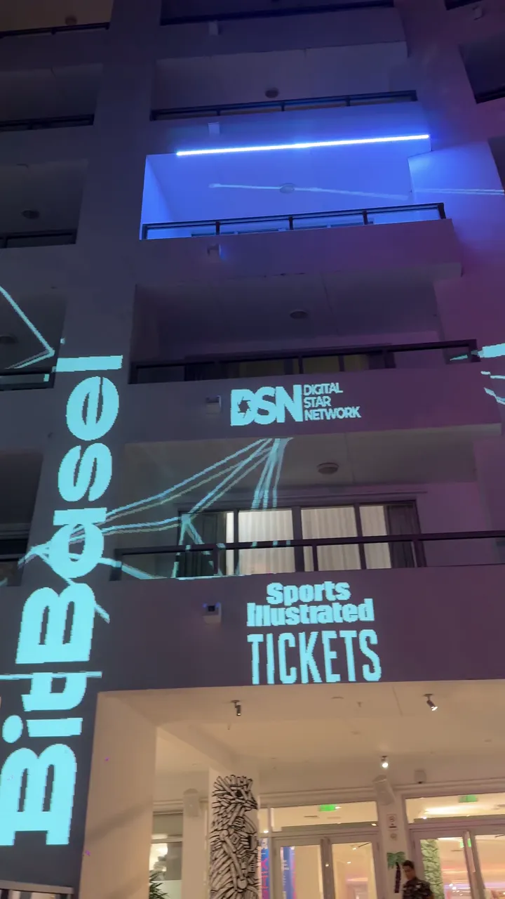 Sponsor content projected inside the interior atrium