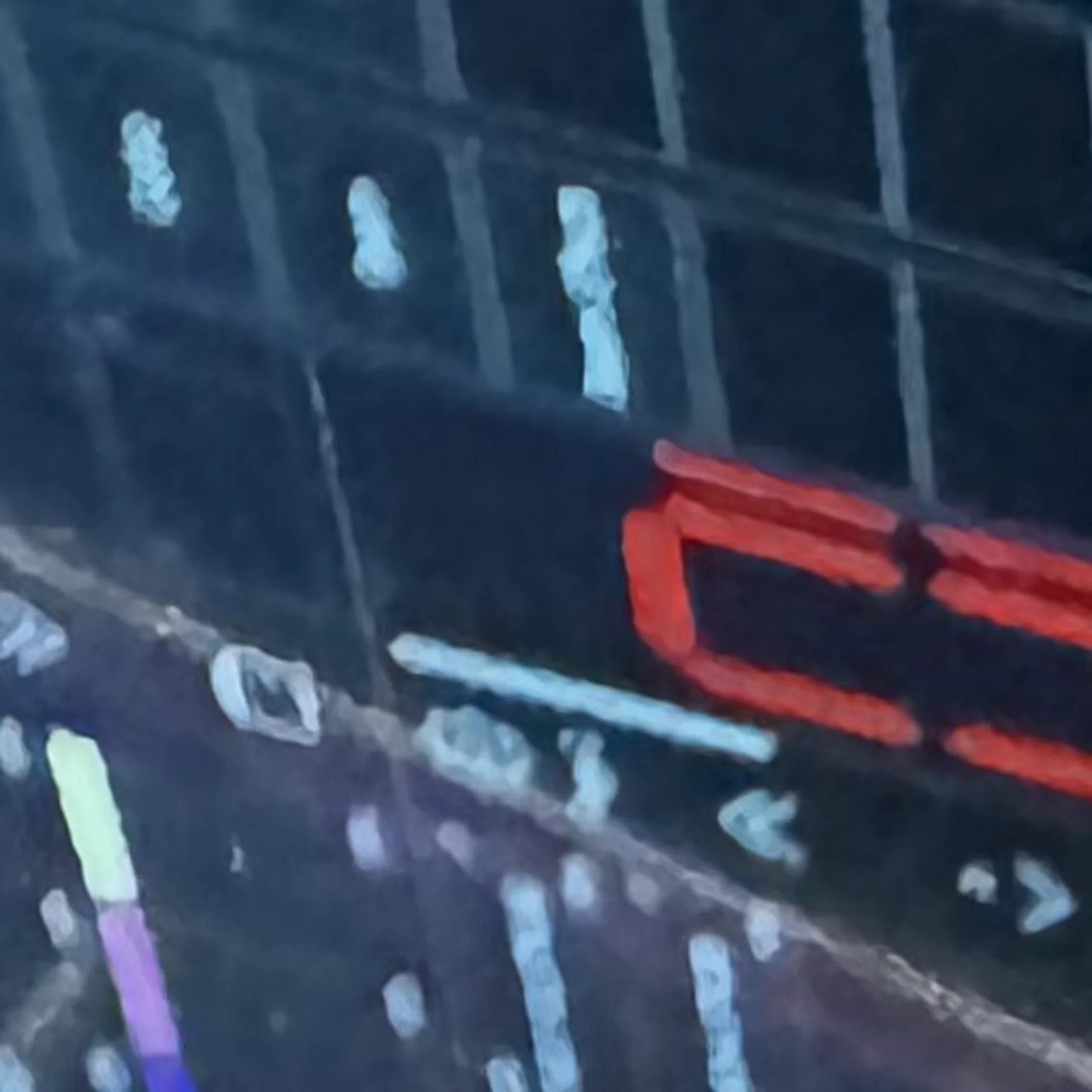 Close view of an LED wall running a pixel-map test pattern with numbered grid references
